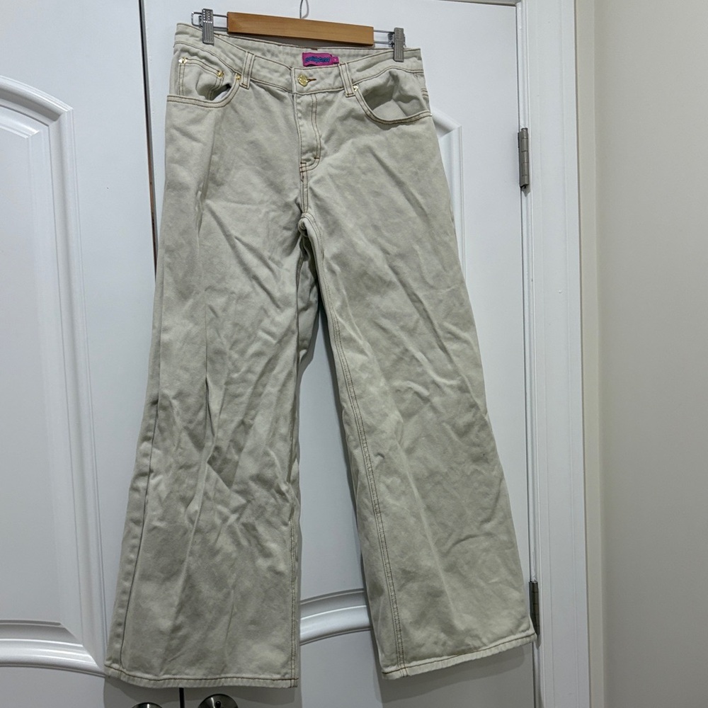 Edikted Cream Wide-Leg Jeans